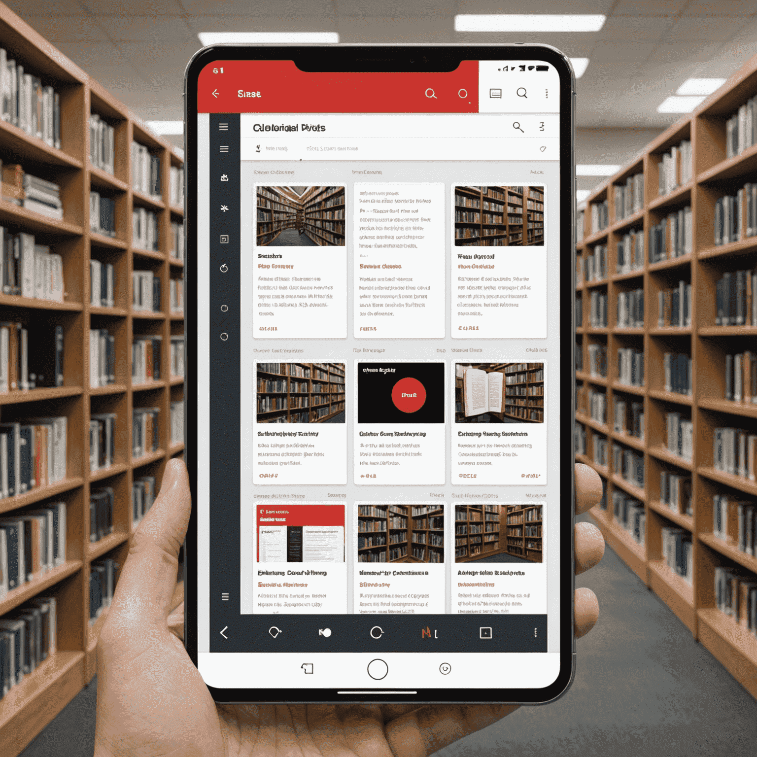A comprehensive view of the Calibre interface, showcasing the library view with book covers, metadata editor, and device syncing options. The interface uses a sleek design with red and white accents.