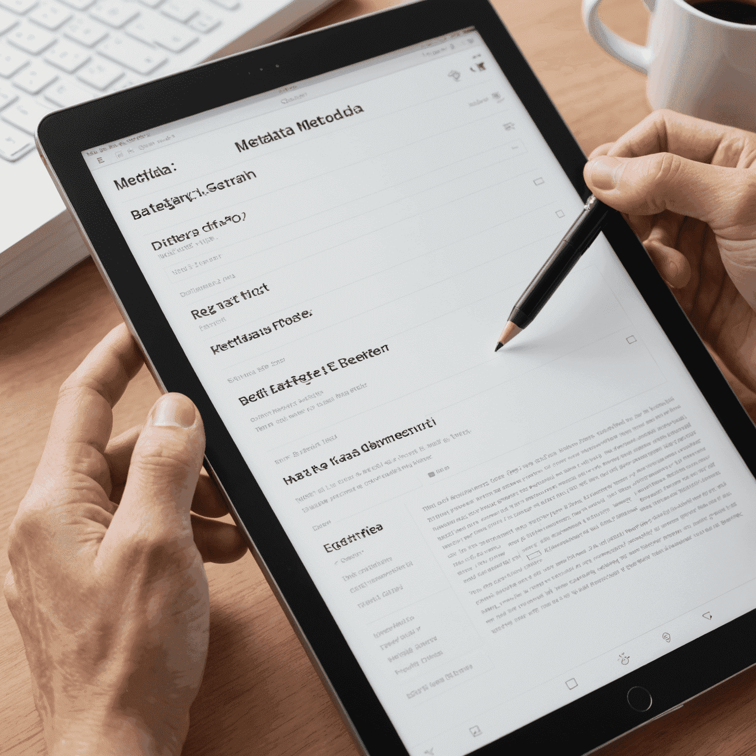 Close-up of e-book metadata fields being edited, with tags and categories visible